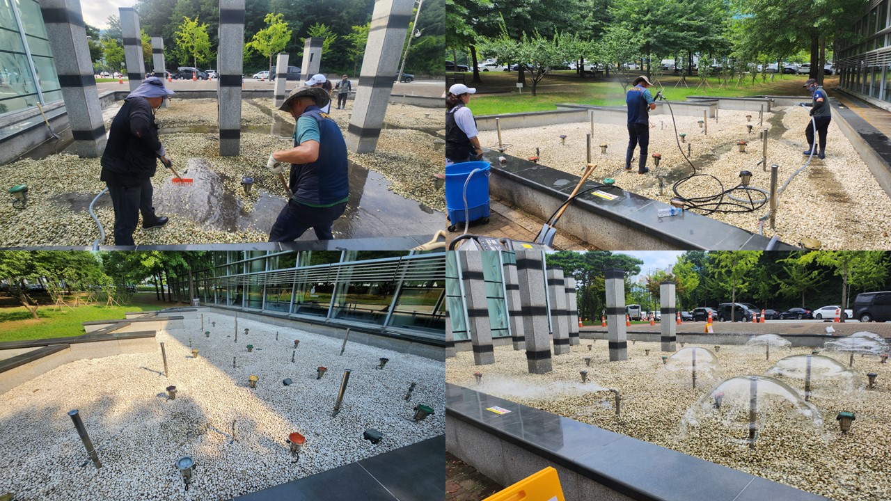 수원 광교차세대 융기원 분수대청소